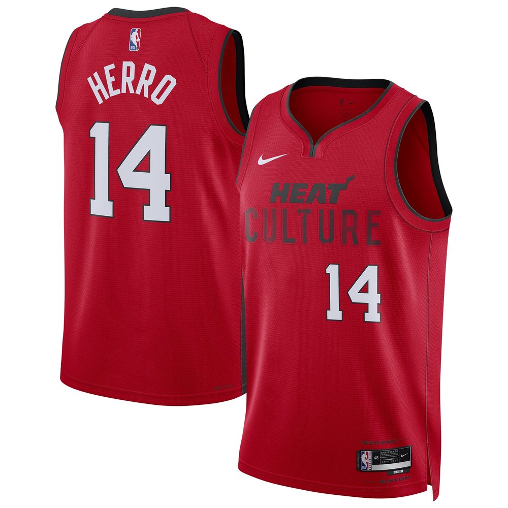 Unisex Miami Heat Tyler Herro Red 2024/25 Swingman Player NBA Basketball Jersey - City Edition