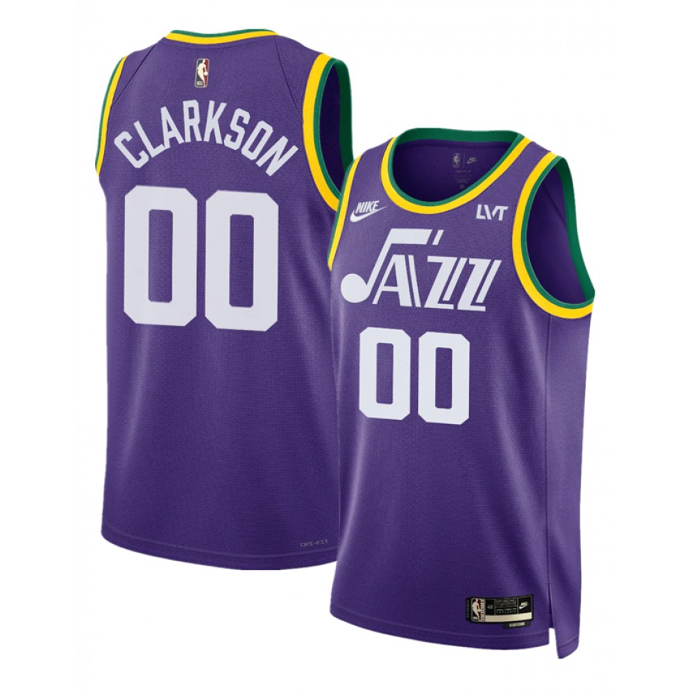 Unisex Utah Jazz #00 Jordan Clarkson Purple 2023 Classic Edition Stitched NBA Basketball Jersey