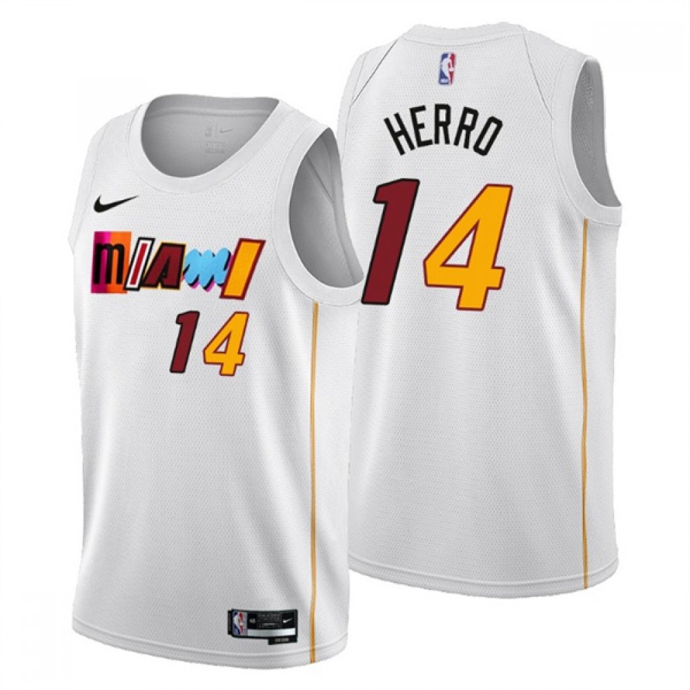 Unisex Miami Heat #14 Tyler Herro 2022/23 White City Edition Stitched NBA Basketball Jersey