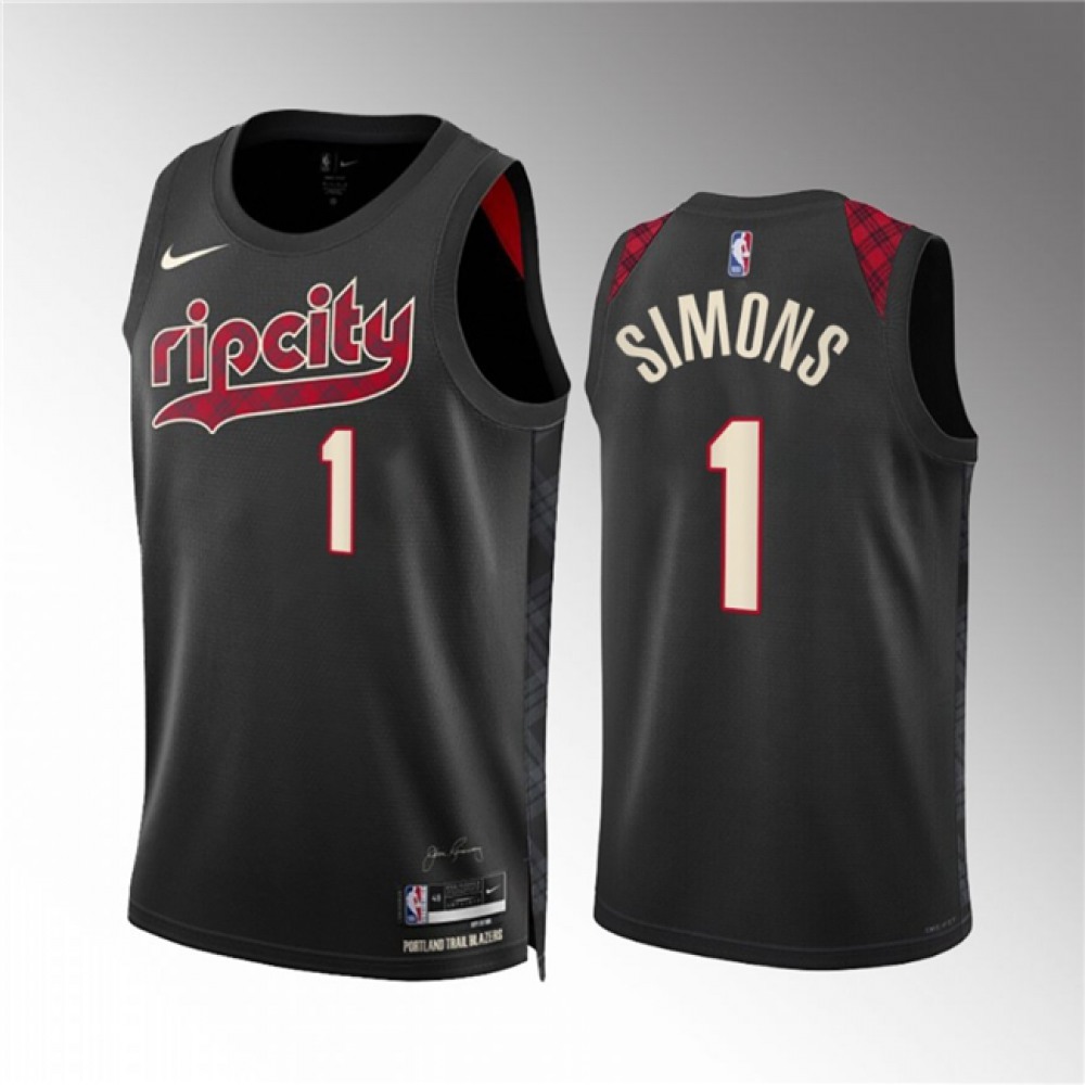 Unisex Portland Trail Blazers #1 Anfernee Simons Black 2023/24 City Edition Stitched NBA Basketball Jersey