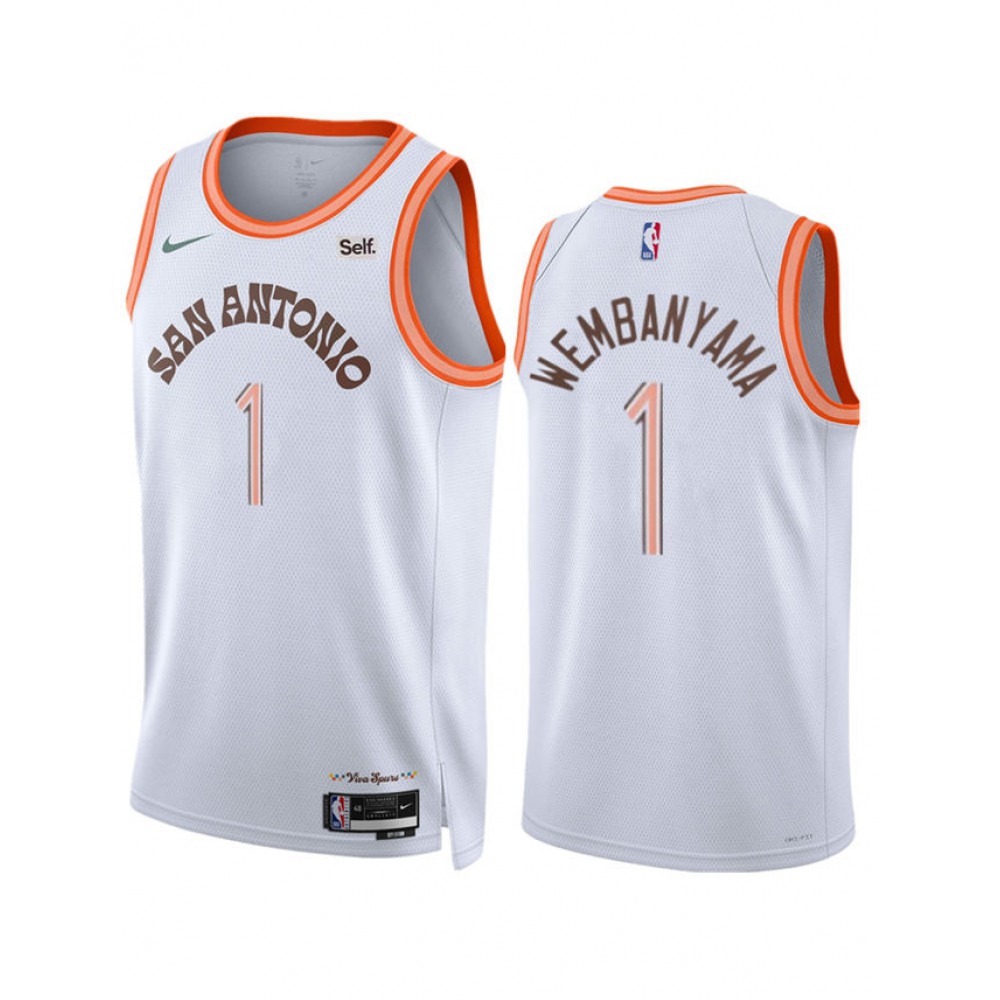 Unisex San Antonio Spurs #1 Victor Wembanyama White 2023/24 City Edition Stitched NBA Basketball Jersey