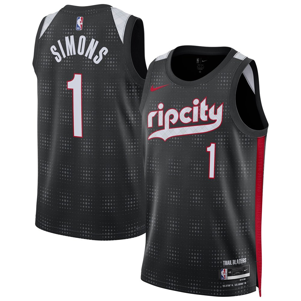 Unisex Portland Trail Blazers Anfernee Simons Black 2024/25 Swingman Player NBA Basketball Jersey - City Edition