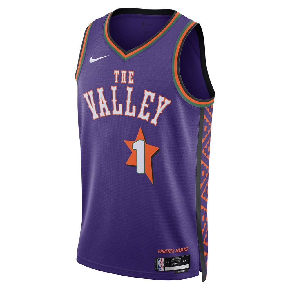 Unisex Phoenix Suns #1 Devin Booker Purple 2024/25 Swingman Player NBA Basketball Jersey - City Edition
