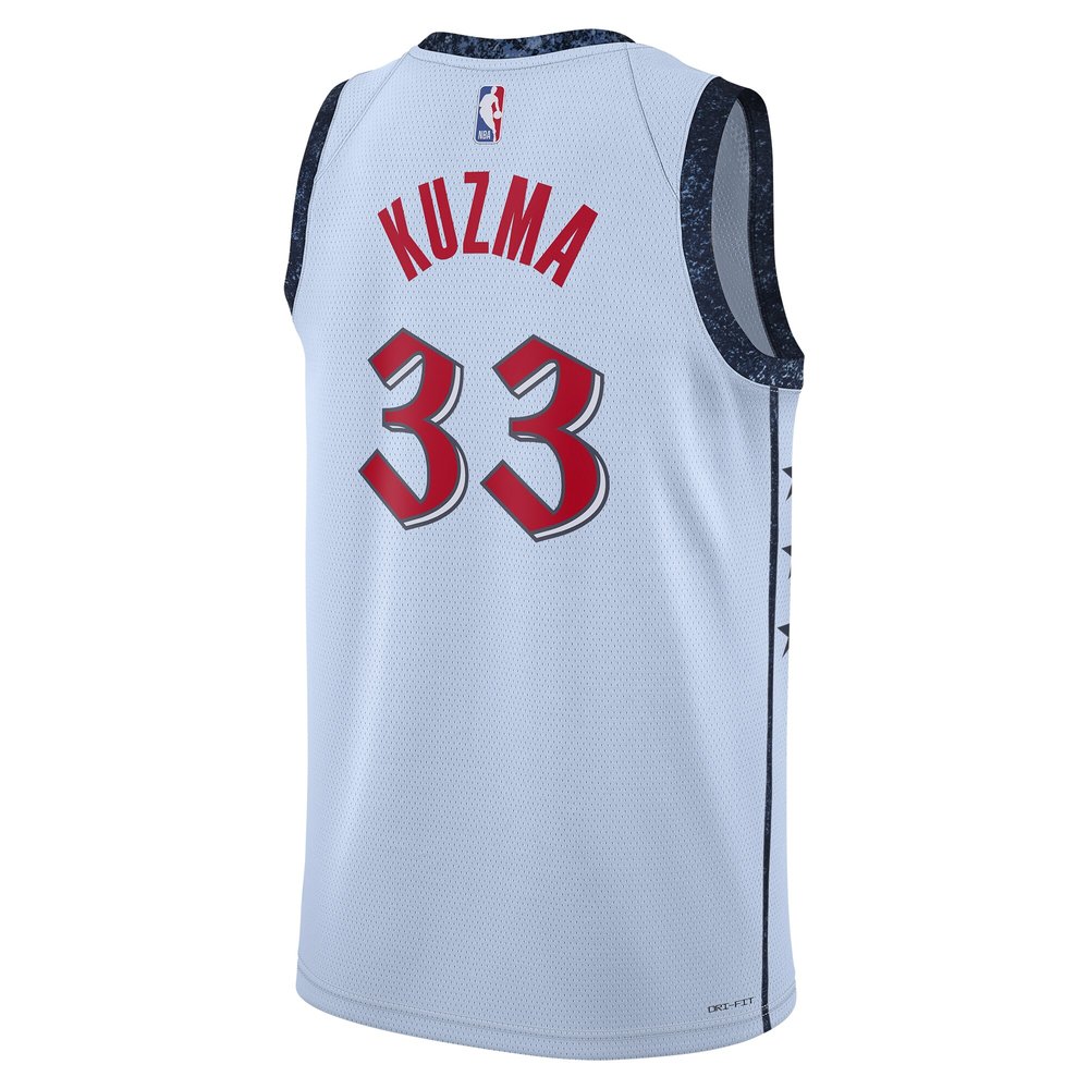 Unisex Washington Wizards #33 Kyle Kuzma Powder Blue 2024/25 Swingman Player NBA Basketball Jersey - City Edition