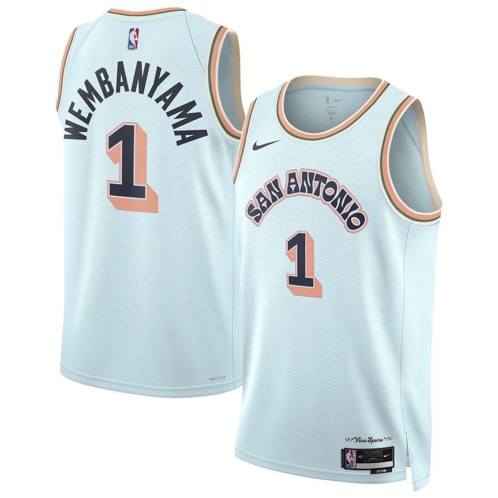 Unisex San Antonio Spurs Victor Wembanyama Light Blue 2024/25 Swingman Player NBA Basketball Jersey - City Edition