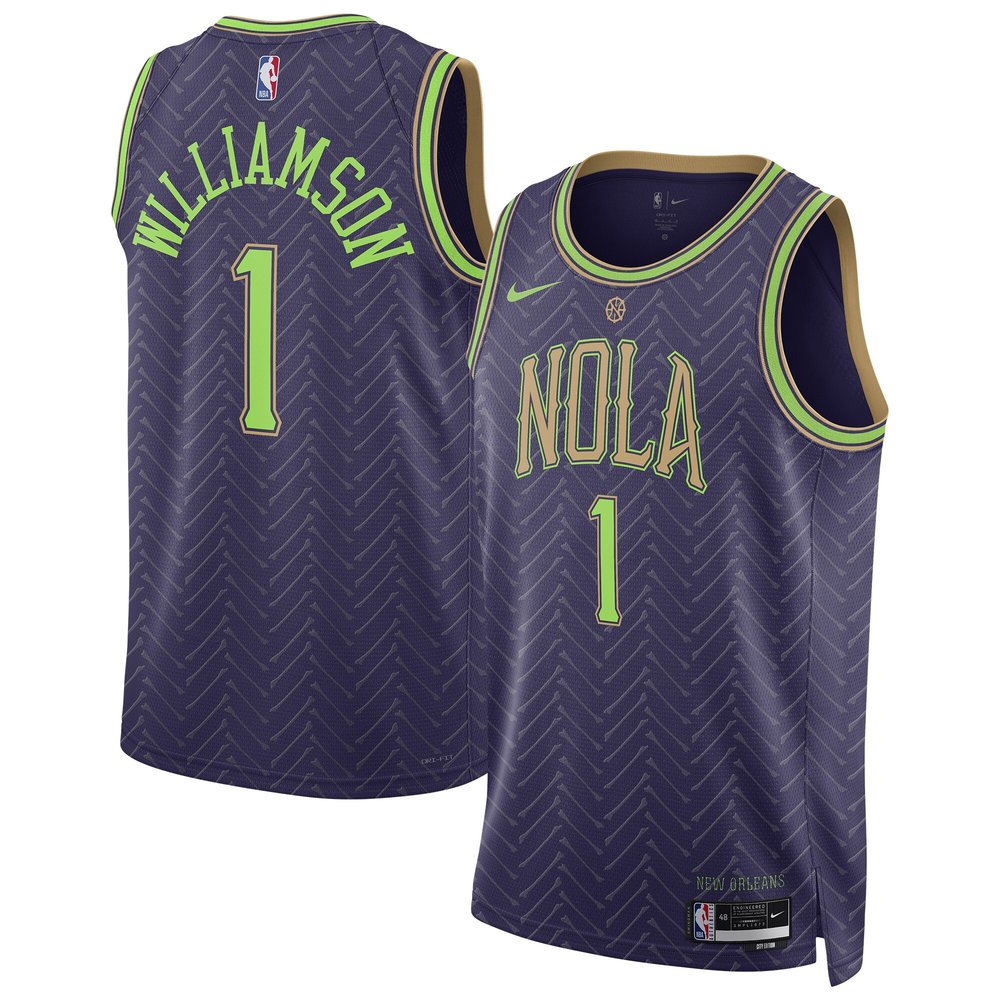 Unisex New Orleans Pelicans #1 Zion Williamson Purple 2024/25 Swingman Player NBA Basketball Jersey - City Edition
