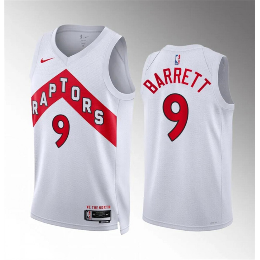 Unisex Toronto Raptors #9 RJ Barrett White Association Edition Stitched NBA Basketball Jersey