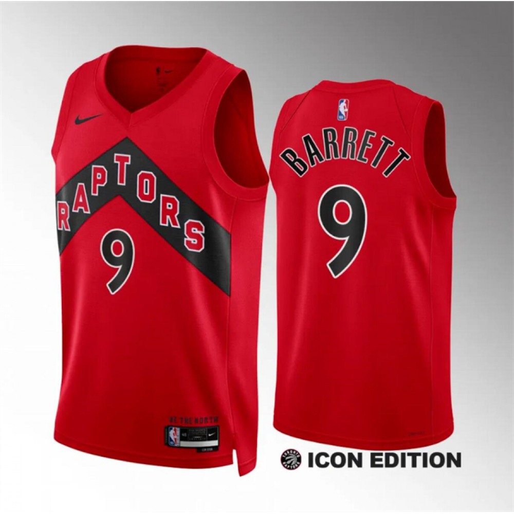 Unisex Toronto Raptors #9 RJ Barrett Red Icon Edition Stitched NBA Basketball Jersey