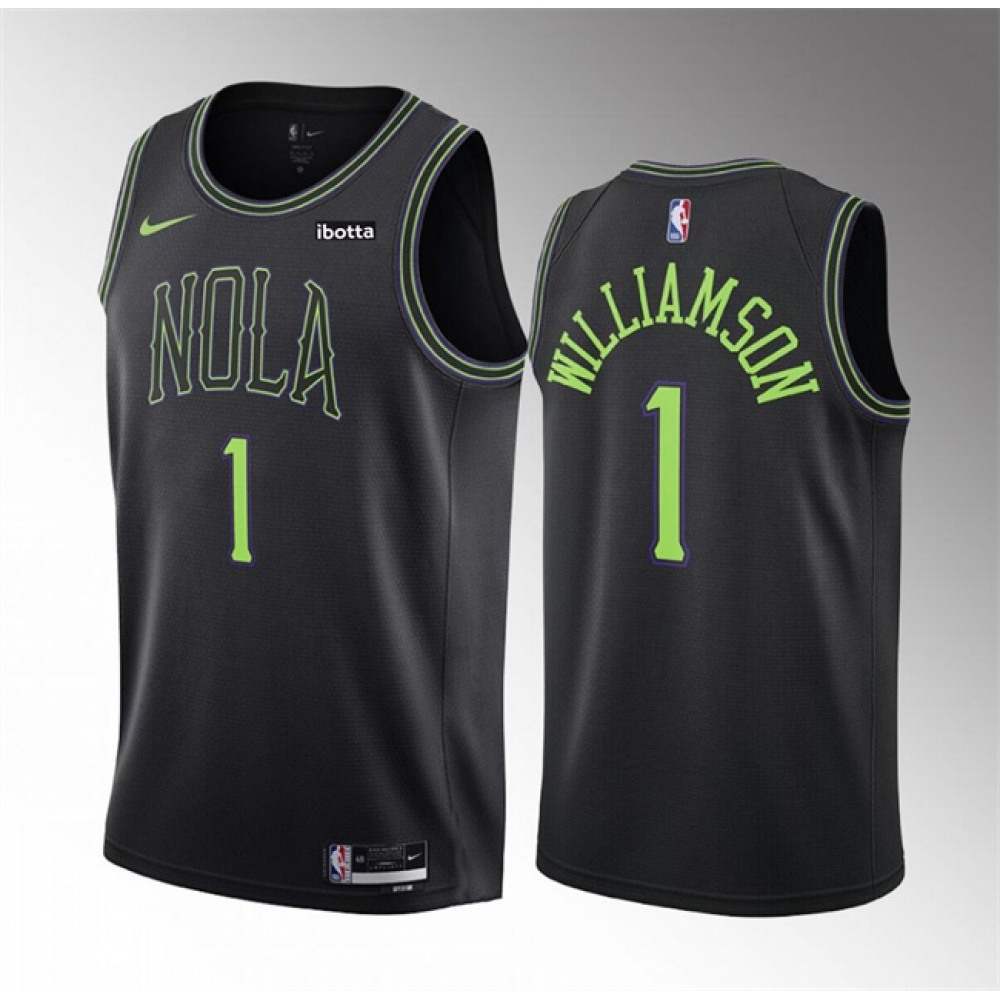 Unisex New Orleans Pelicans #1 Zion Williamson Black 2023-24 City Edition Stitched NBA Basketball Jersey