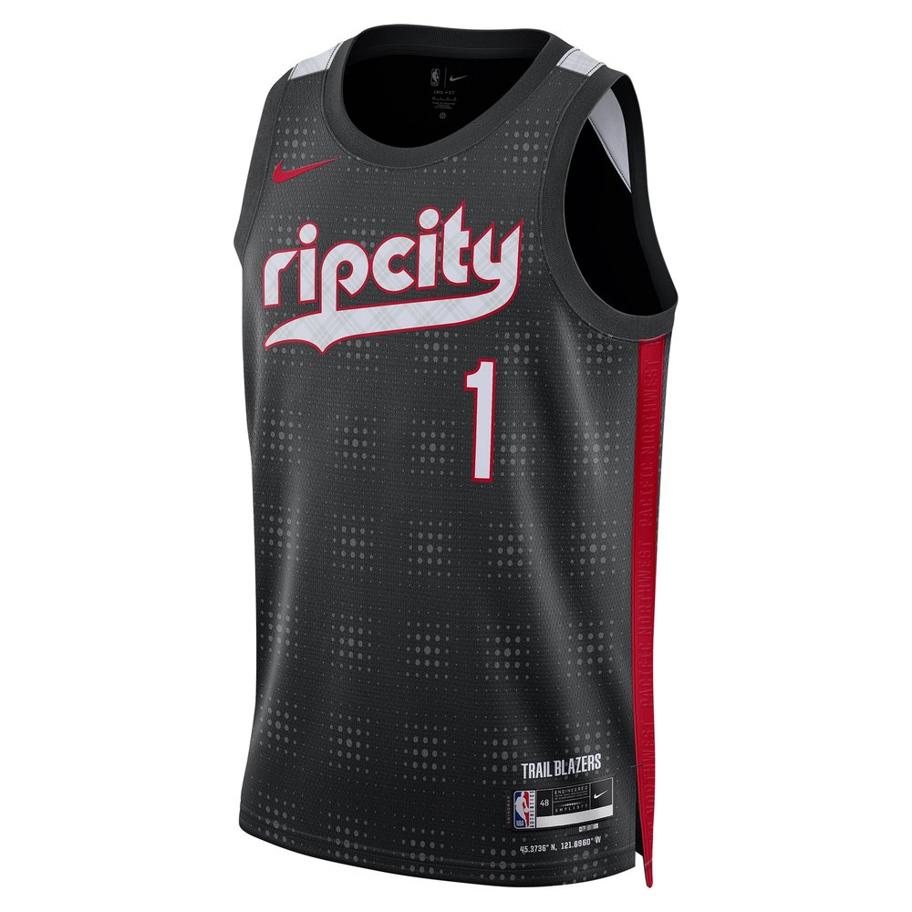 Unisex Portland Trail Blazers Anfernee Simons Black 2024/25 Swingman Player NBA Basketball Jersey - City Edition