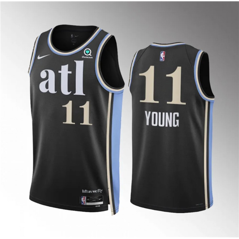 Unisex Atlanta Hawks #11 Trae Young 2023/24 Black City Edition Stitched NBA Basketball Jersey