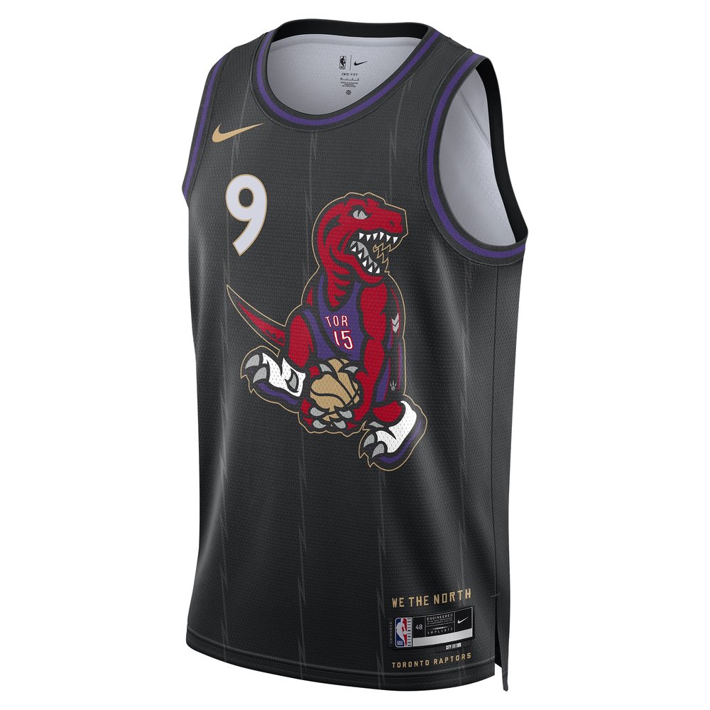 Unisex Toronto Raptors #9 RJ Barrett Black 2024/25 Swingman Player NBA Basketball Jersey - City Edition