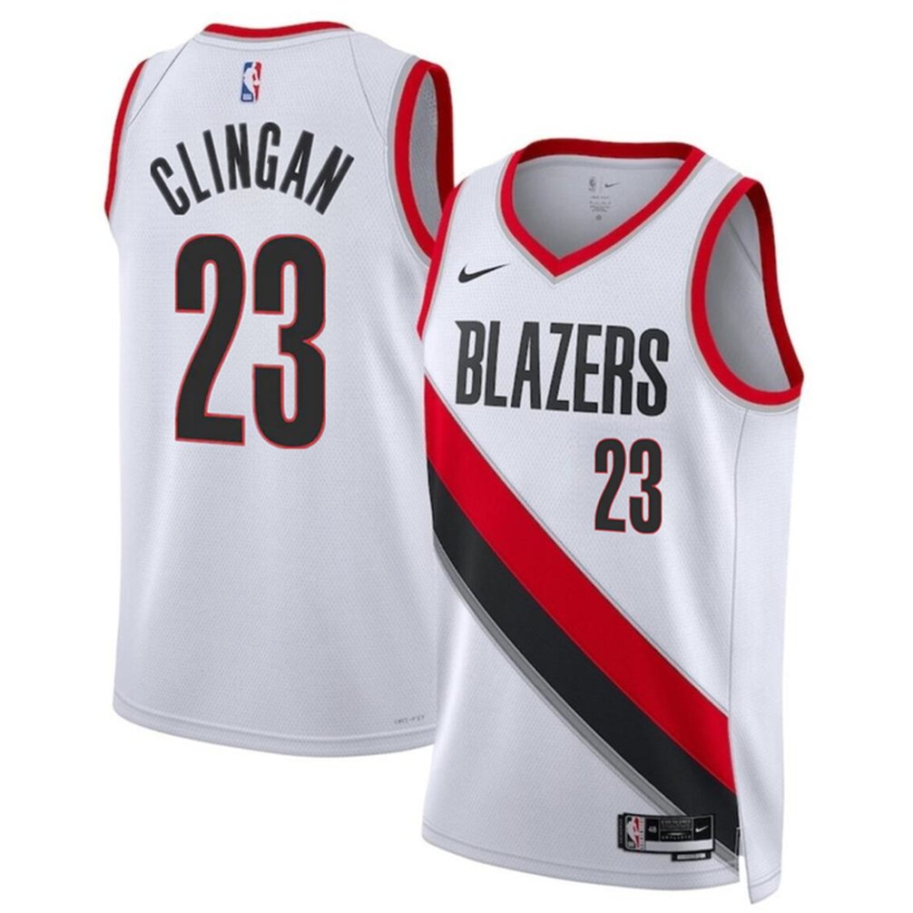 Unisex Portland Trail Blazers #23 Donovan Clingan White 2024 Draft Association Edition Stitched NBA Basketball Jersey