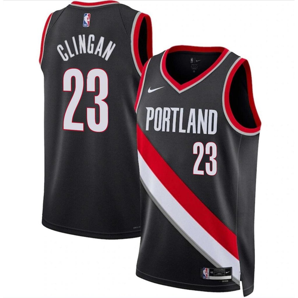 Unisex Portland Trail Blazers #23 Donovan Clingan Black 2024 Draft Icon Edition Stitched Basketball Jersey