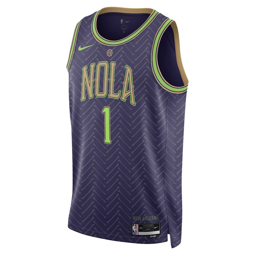 Unisex New Orleans Pelicans #1 Zion Williamson Purple 2024/25 Swingman Player NBA Basketball Jersey - City Edition