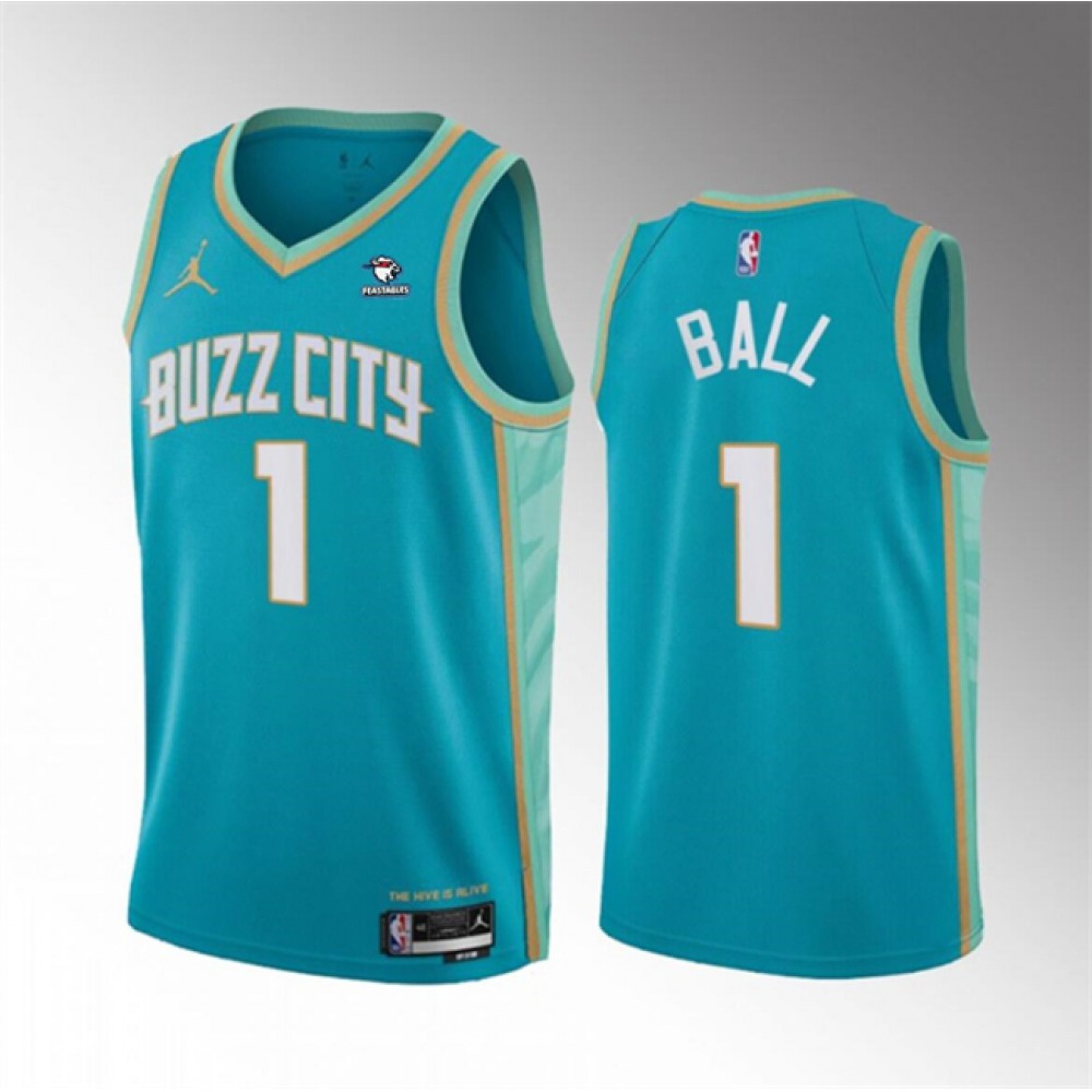 Unisex Charlotte Hornets #1 LaMelo Ball Teal 2023-24 City Edition Stitched NBA Basketball Jersey