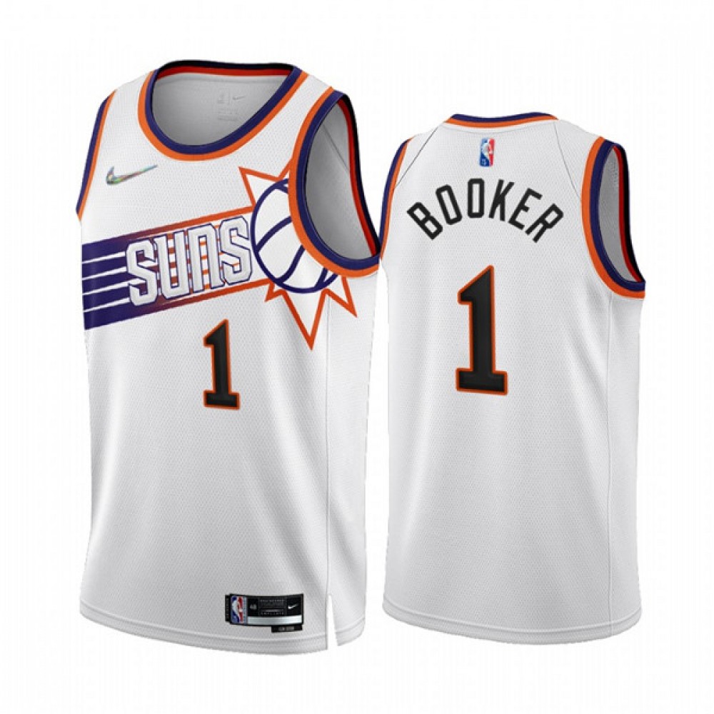 Unisex Phoenix Suns #1 Devin Booker 2022/23 White 75th Anniversary Association Edition Stitched NBA Basketball Jersey
