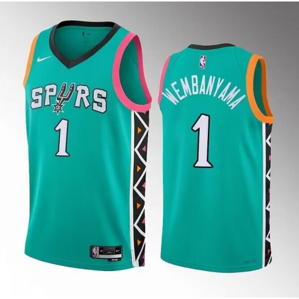 Unisex San Antonio Spurs #1 Victor Wembanyama Teal 2022/23 City Edition Swingman Stitched NBA Basketball Jersey