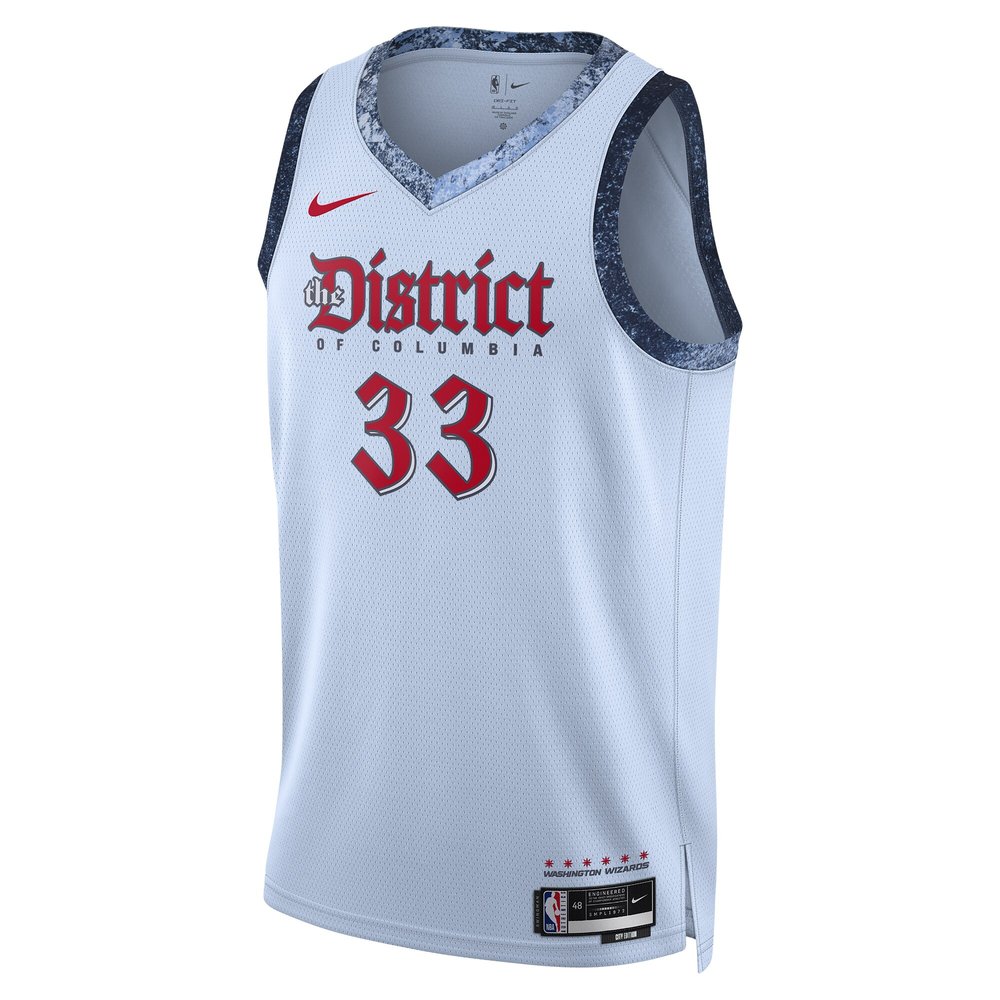 Unisex Washington Wizards #33 Kyle Kuzma Powder Blue 2024/25 Swingman Player NBA Basketball Jersey - City Edition
