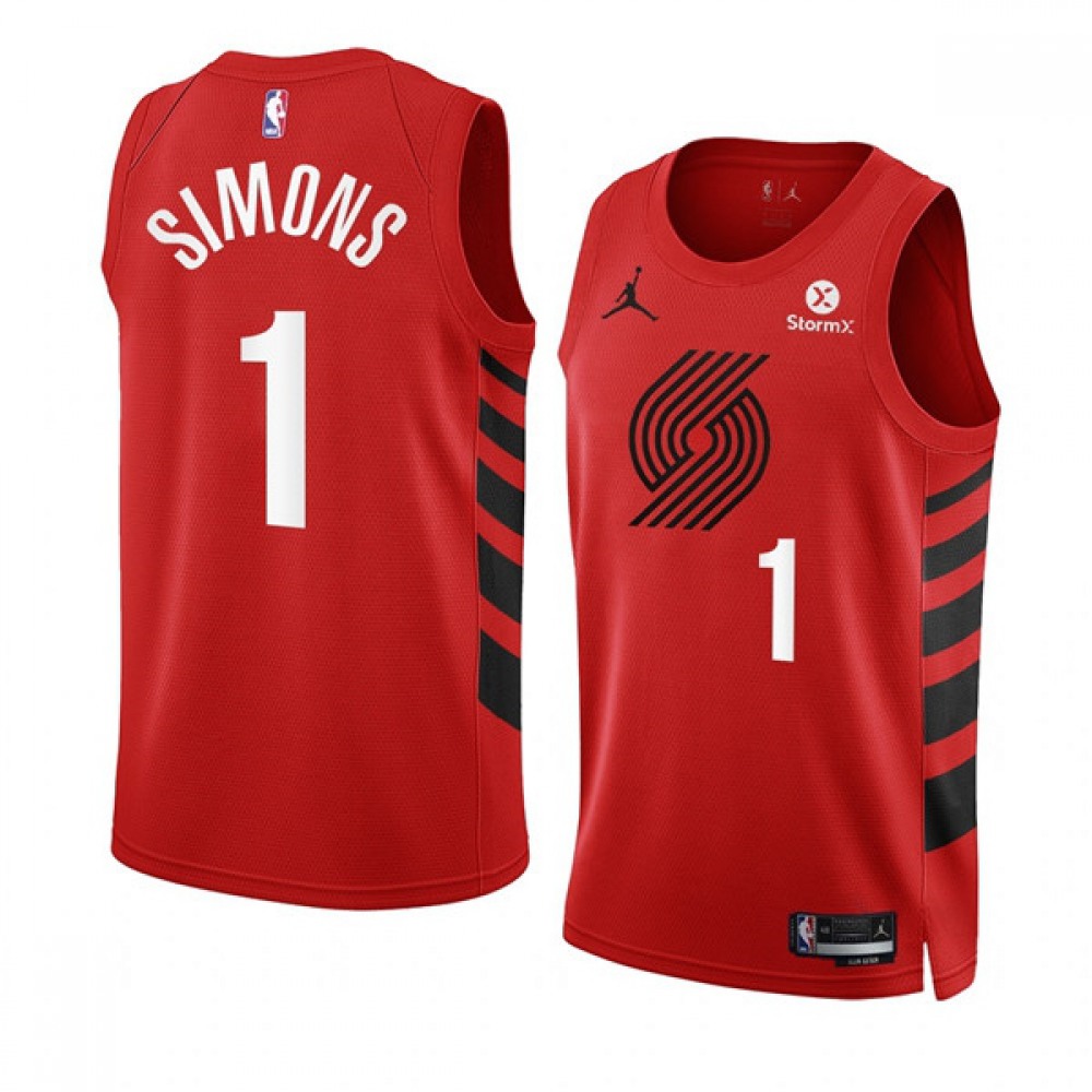 Unisex Portland Trail Blazers #1 Anfernee Simons 2022/23 Red Statement Edition Swingman Stitched NBA Basketball Jersey