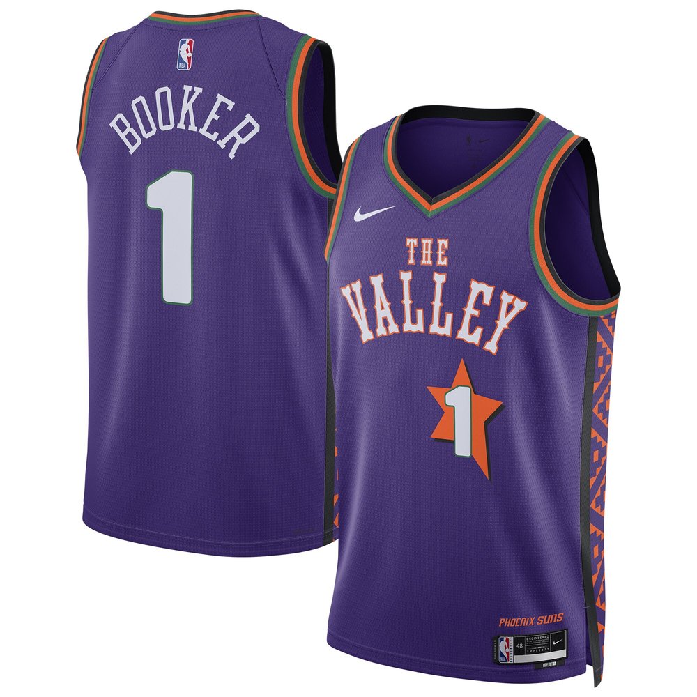 Unisex Phoenix Suns #1 Devin Booker Purple 2024/25 Swingman Player NBA Basketball Jersey - City Edition