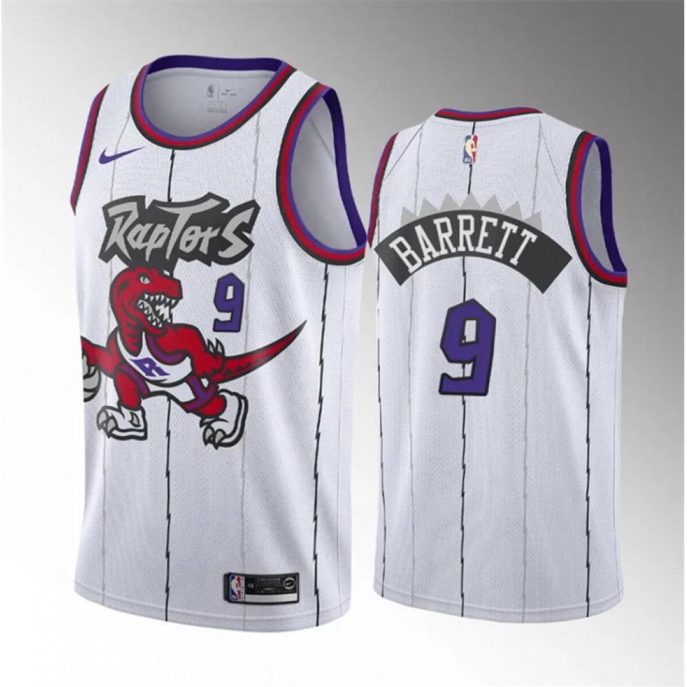 Unisex Toronto Raptors #9 RJ Barrett White Classic Edition Stitched NBA Basketball Jersey