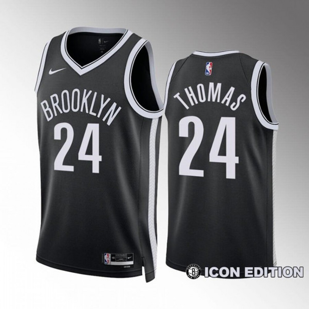 Unisex Brooklyn Nets #24 Cam Thomas Black Icon Edition Stitched NBA Basketball Jersey