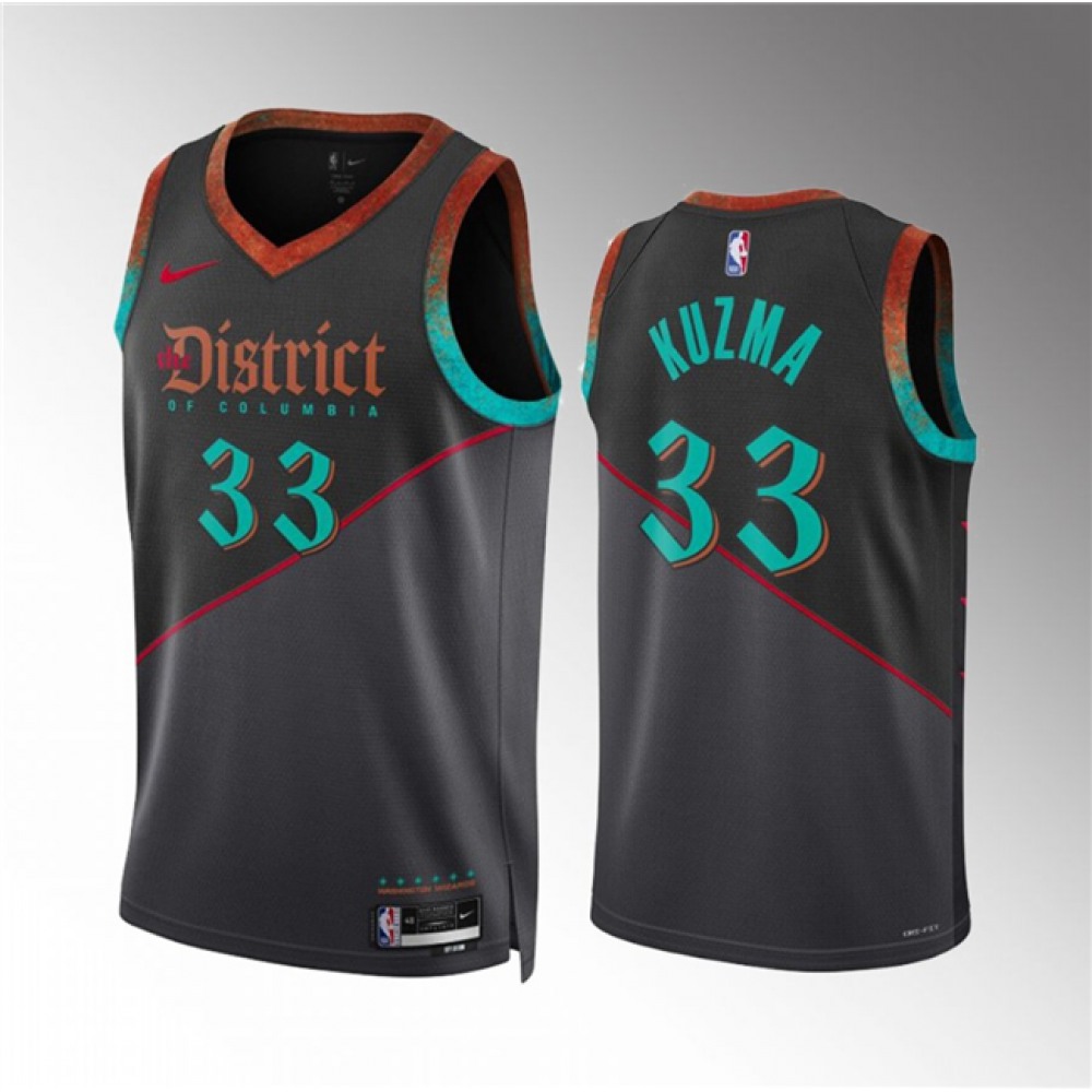 Unisex Washington Wizards #33 Kyle Kuzma Black 2023/24 City Edition Stitched NBA Basketball Jersey