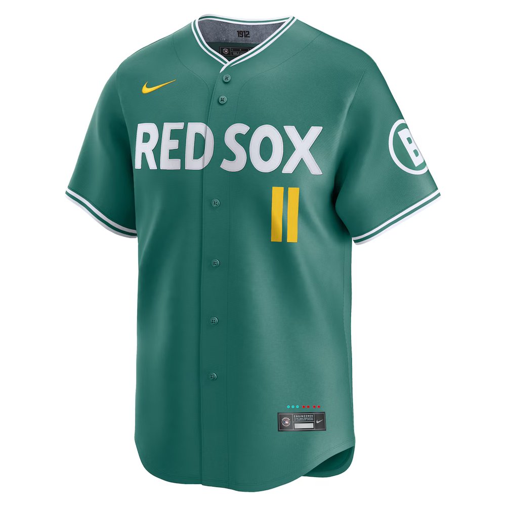 Men's Boston Red Sox #11 Rafael Devers Nike Green 2025 City Connect Limited Player Jersey