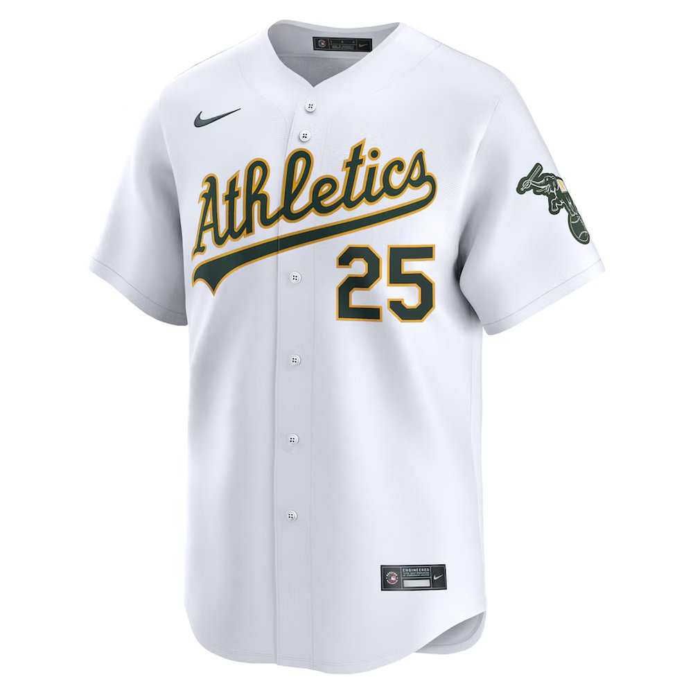 Men's Oakland Athletics #25 Brent Rooker Nike White Home Limited Player Jersey