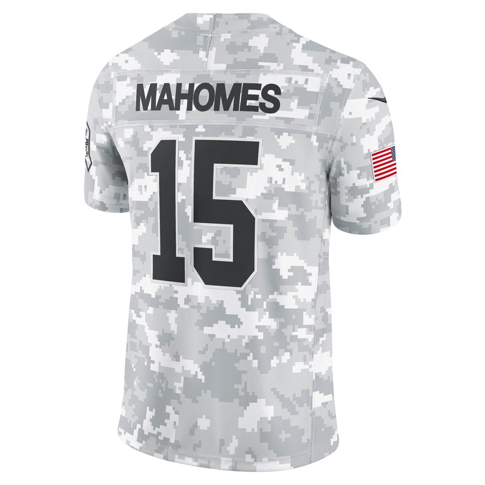 Men's Kansas City Chiefs #15 Patrick Mahomes Arctic Camo 2024 Salute to Service Limited NFL Jersey