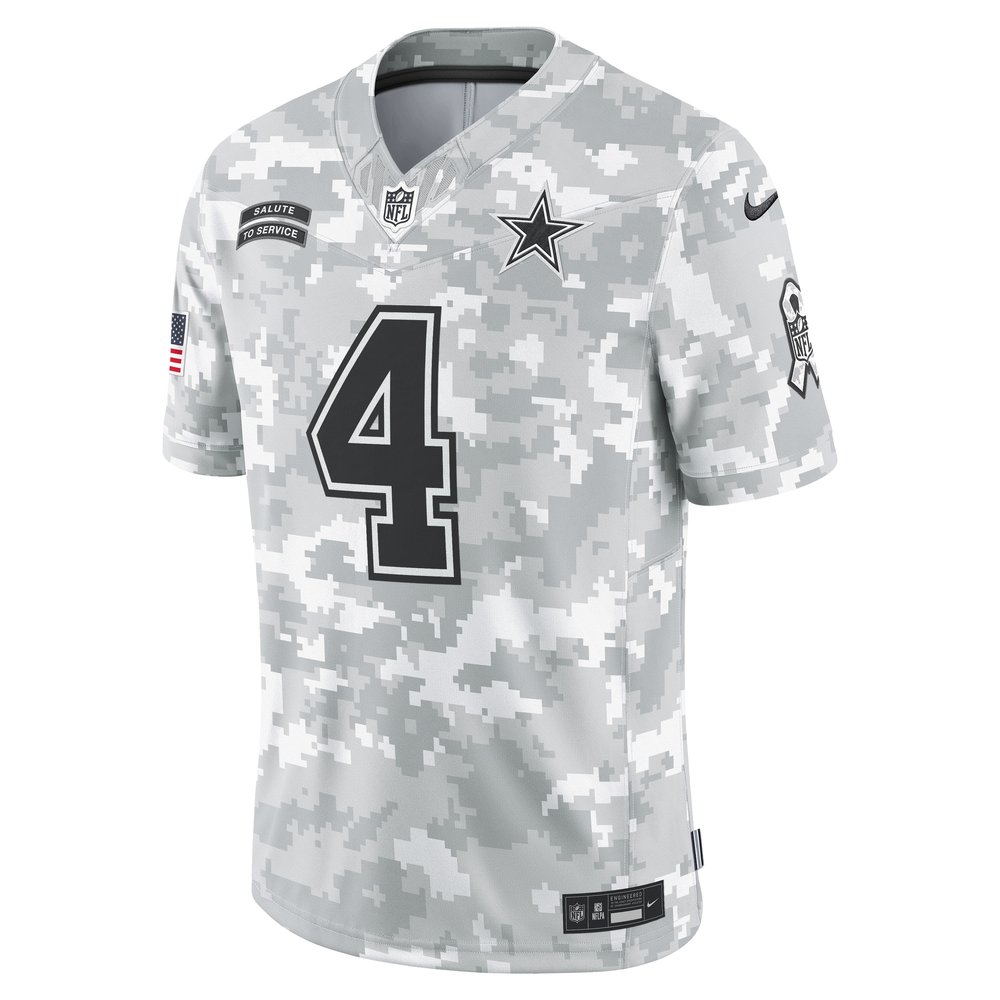 Men's Dallas Cowboys Dak Prescott Arctic Camo 2024 Salute to Service Limited NFL Jersey