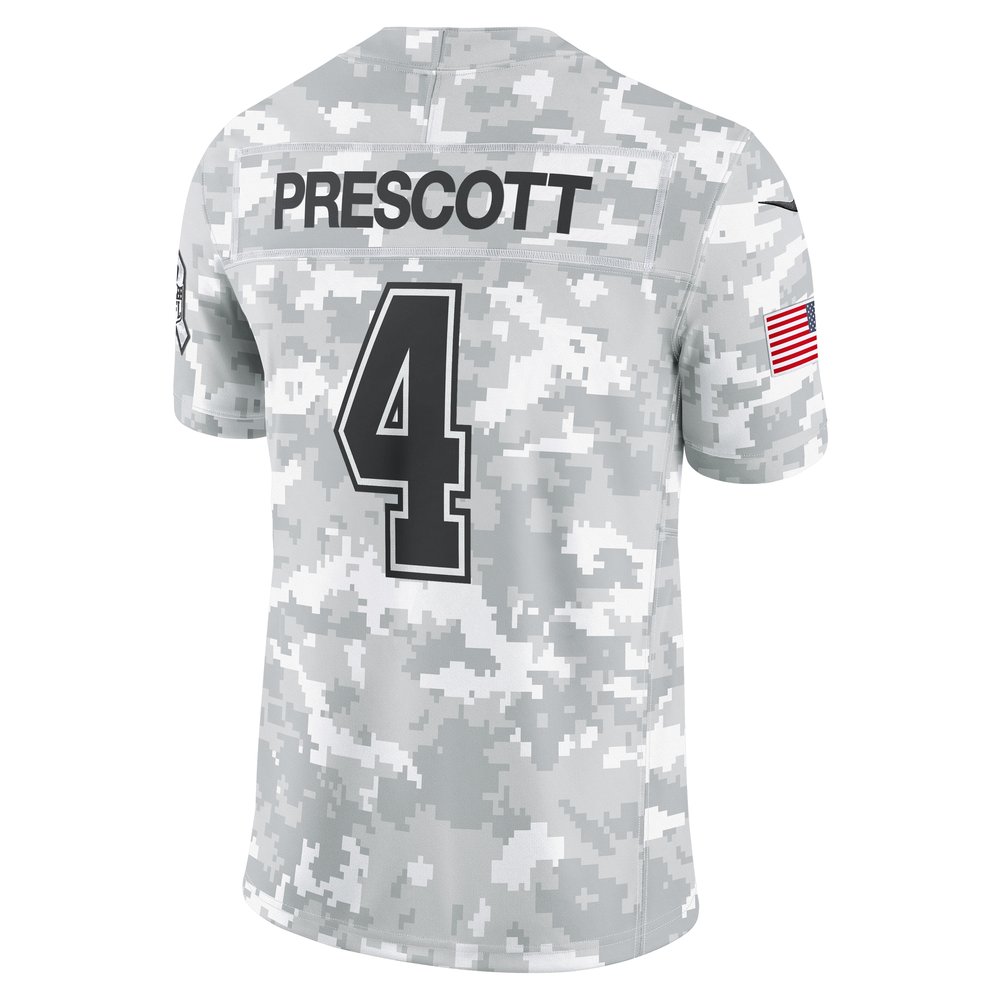 Men's Dallas Cowboys Dak Prescott Arctic Camo 2024 Salute to Service Limited NFL Jersey