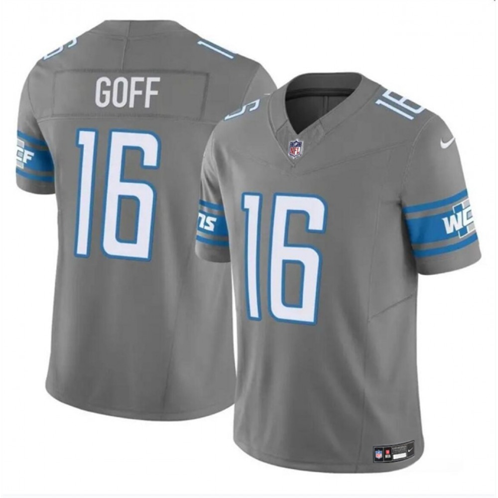 Men's Detroit Lions #16 Jared Goff Grey 2023 F.U.S.E. Vapor Untouchable Limited Stitched NFL Jersey