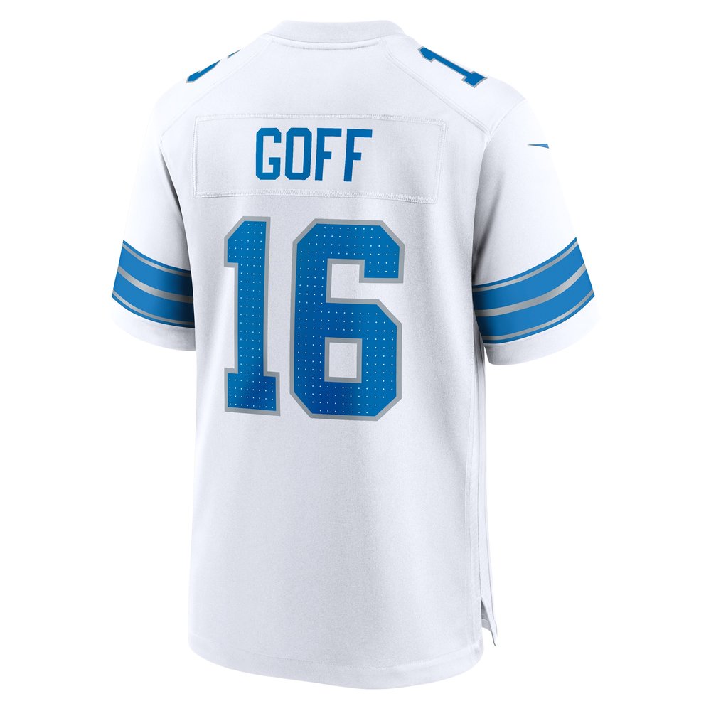 Men's Detroit Lions #16 Jared Goff White Game NFL Jersey