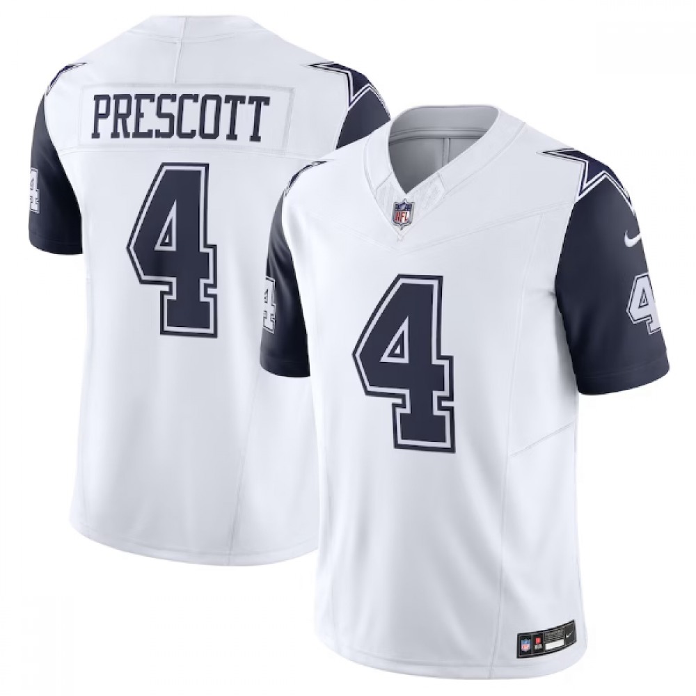 Men's Dallas Cowboys #4 Dak Prescott White 2023 F.U.S.E. Vapor Limited Stitched Football NFL Jersey