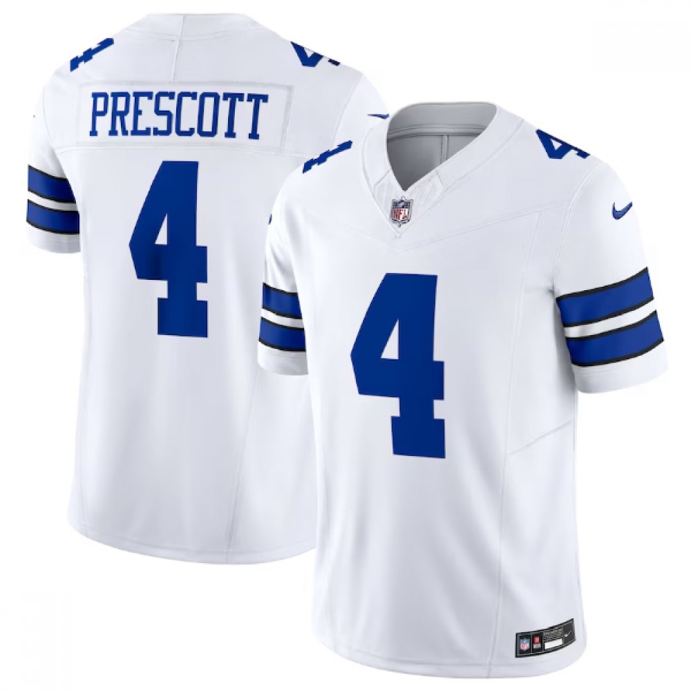 Men's Dallas Cowboys #4 Dak Prescott White 2023 F.U.S.E. Vapor Limited Stitched Football NFL Jersey