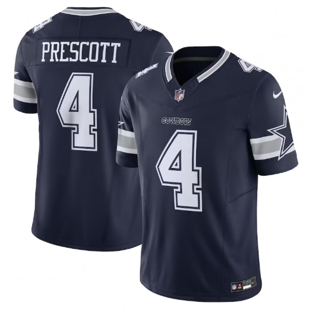 Men's Dallas Cowboys #4 Dak Prescott Navy 2023 F.U.S.E. Vapor Limited Stitched Football NFL Jersey