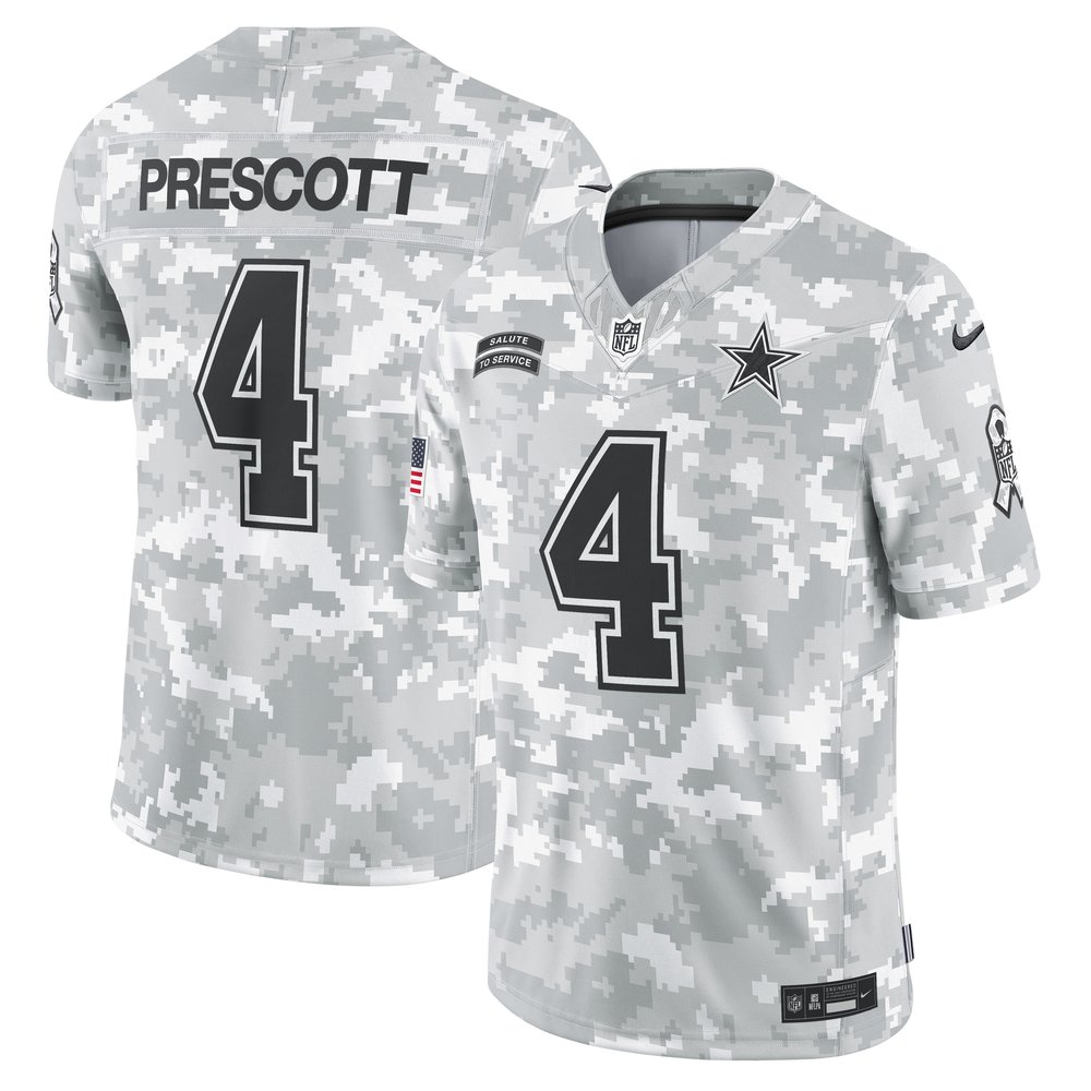 Men's Dallas Cowboys Dak Prescott Arctic Camo 2024 Salute to Service Limited NFL Jersey
