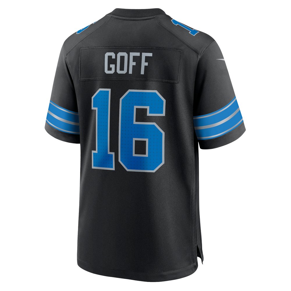 Men's Detroit Lions #16 Jared Goff Black 2nd Alternate Game NFL Jersey