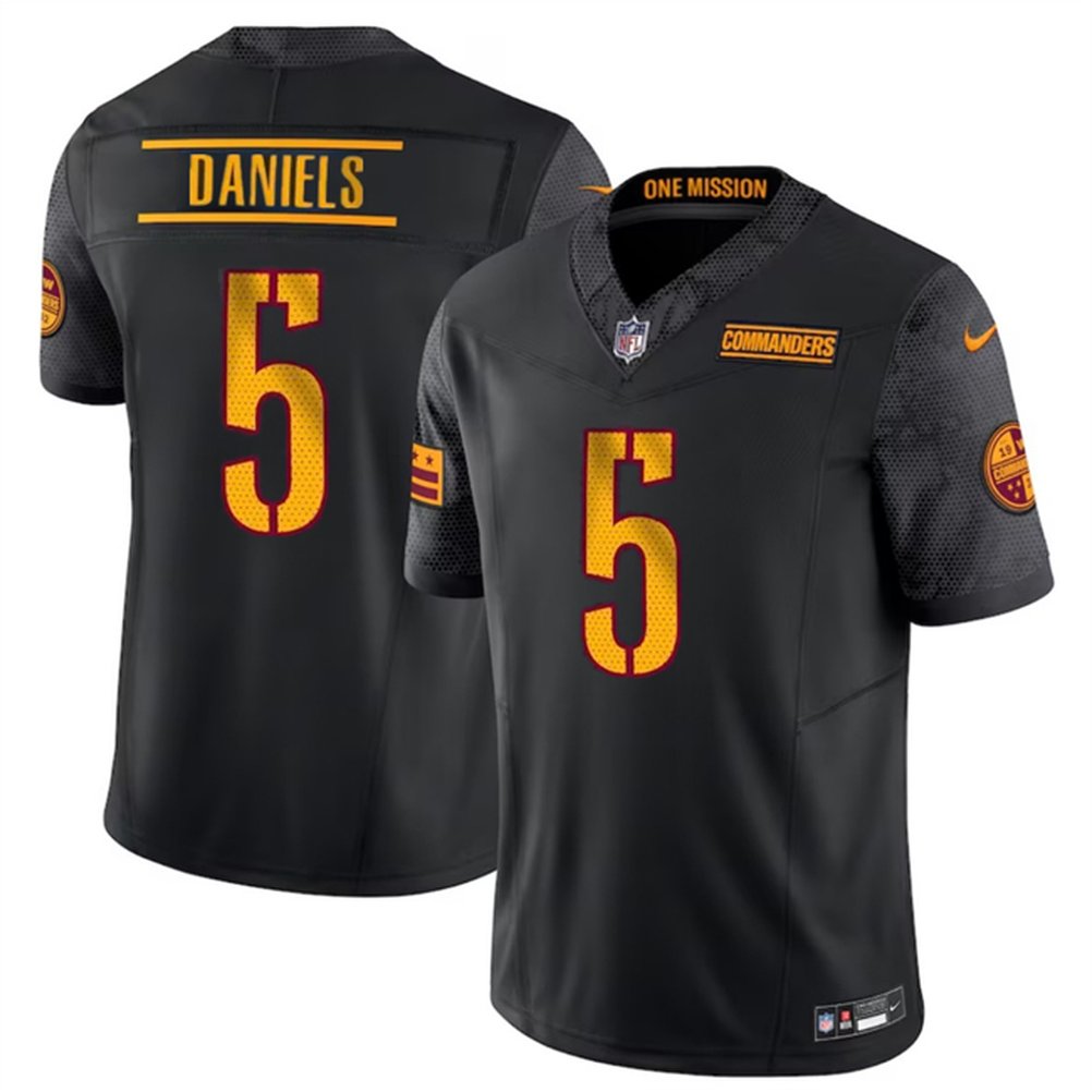 Men's Washington Commanders #5 Jayden Daniels Black 2024 F.U.S.E Vapor Limited Stitched NFL Jersey