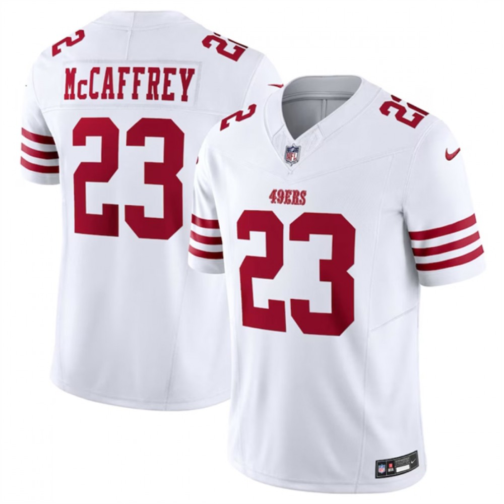 Men's San Francisco 49ers #23 Christian McCaffrey White 2023 F.U.S.E. Vapor Untouchable Limited Stitched Football NFL Jersey