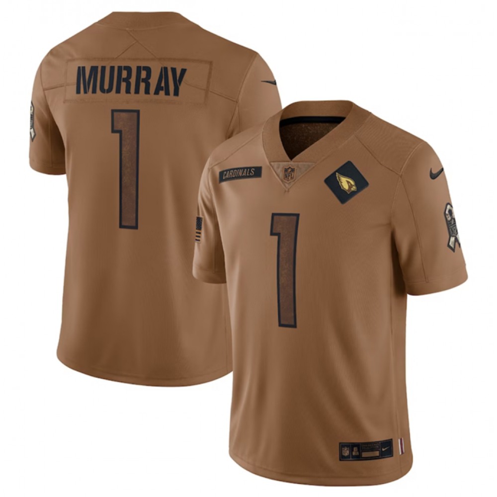 Men's Arizona Cardinals #1 Kyler Murray 2023 Brown Salute To Service Limited Stitched NFL Jersey