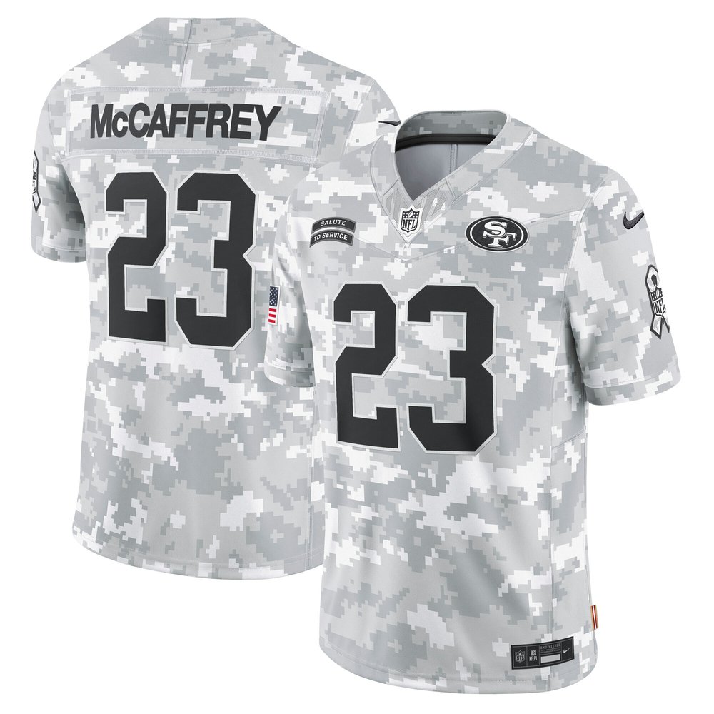 Men's San Francisco 49ers Christian McCaffrey Arctic Camo 2024 Salute to Service Limited NFL Jersey