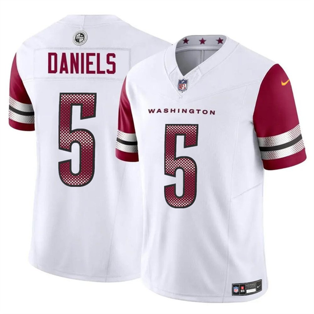 Men's Washington Commanders #5 Jayden Daniels White 2024 Draft F.U.S.E Vapor Limited Stitched NFL Jersey