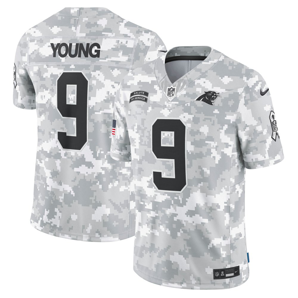 Men's Carolina Panthers Bryce Young Arctic Camo 2024 Salute to Service Limited NFL Jersey