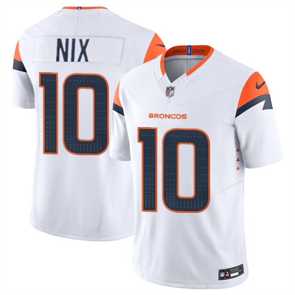Men's Denver Broncos #10 Bo Nix White 2024 Draft F.U.S.E. Vapor Limited Stitched Football NFL Jersey