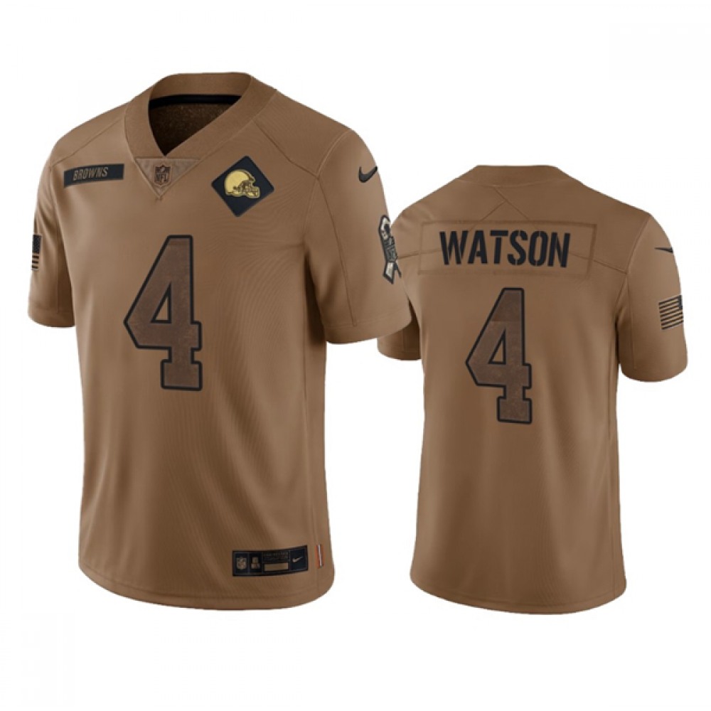 Men's Cleveland Browns #4 Deshaun Watson Brown Salute To Service Limited Stitched NFL Jersey