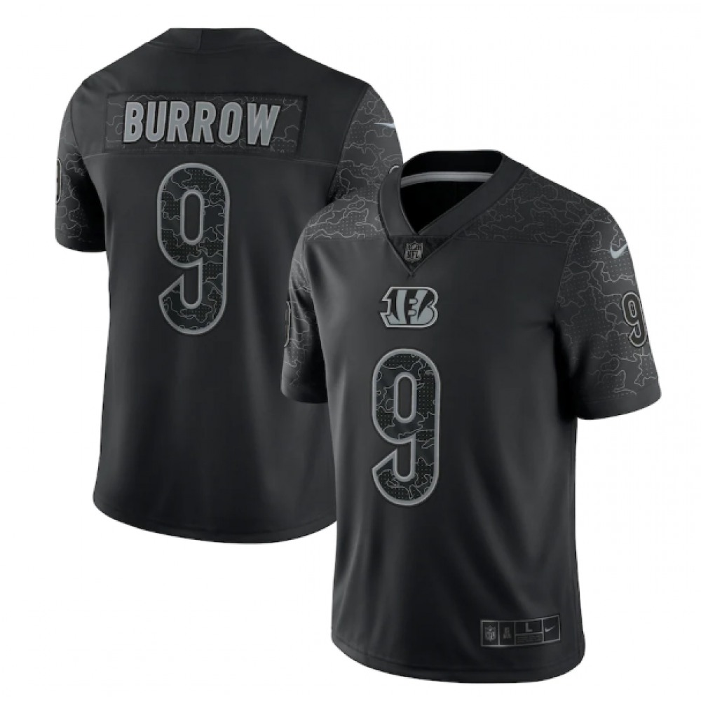 Men's Cincinnati Bengals #9 Joe Burrow Black Reflective Limited Stitched NFL Jersey