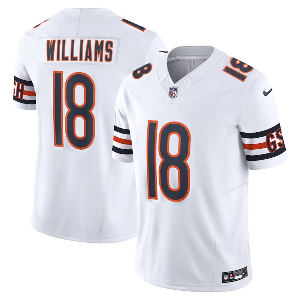 Men's Chicago Bears #18 Caleb Williams White 2024 NFL Draft First Round Pick Player F.U.S.E. Vapor Untouchable Limited Stitched NFL Jersey